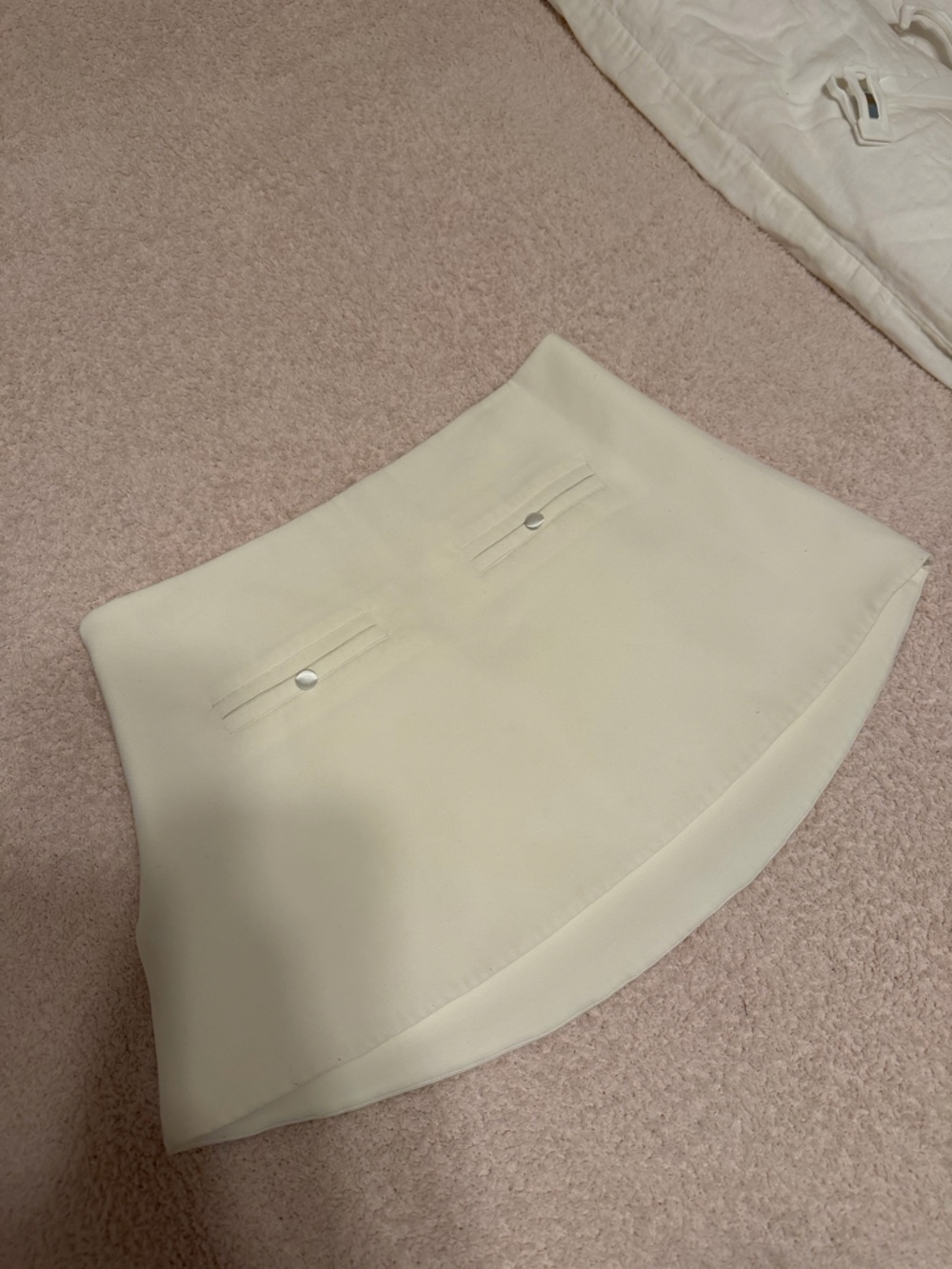 Cream Mini Skirt with Pocket Detail